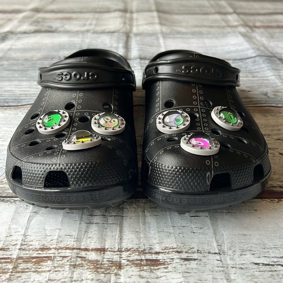 Men’s Crocs Ron English Black with Fun Charms Size-11 - Picture 4 of 11